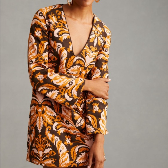 ✨ Anthropologie Bell-Sleeve Mini Dress Sz L - Picture 2 of 5